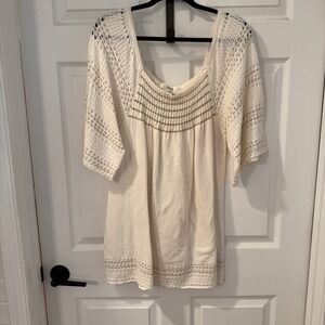 VINTAGE‎ OLD NAVY Made In Hong Kong Boho Crochet Knit Sweater Women Size XXL